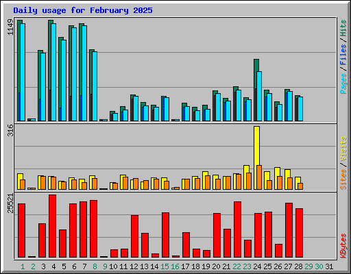 Daily usage for February 2025