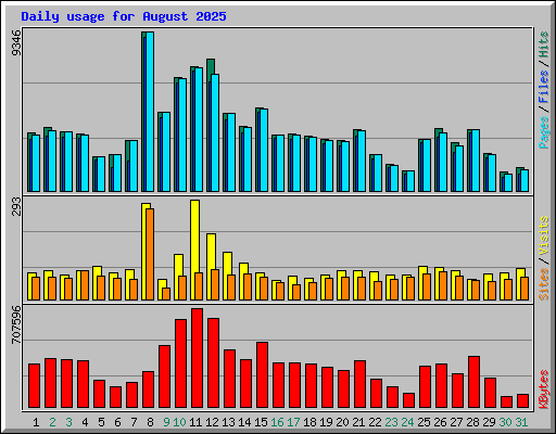 Daily usage for August 2025